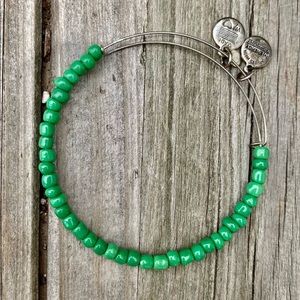 Retired Alex & Ani Green Beaded Bangle Bracelet